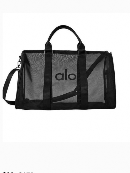 ALO Yoga Handbags - ALO Yoga mesh bag logo duffle bag weekender new straps crossbody black nwt gym